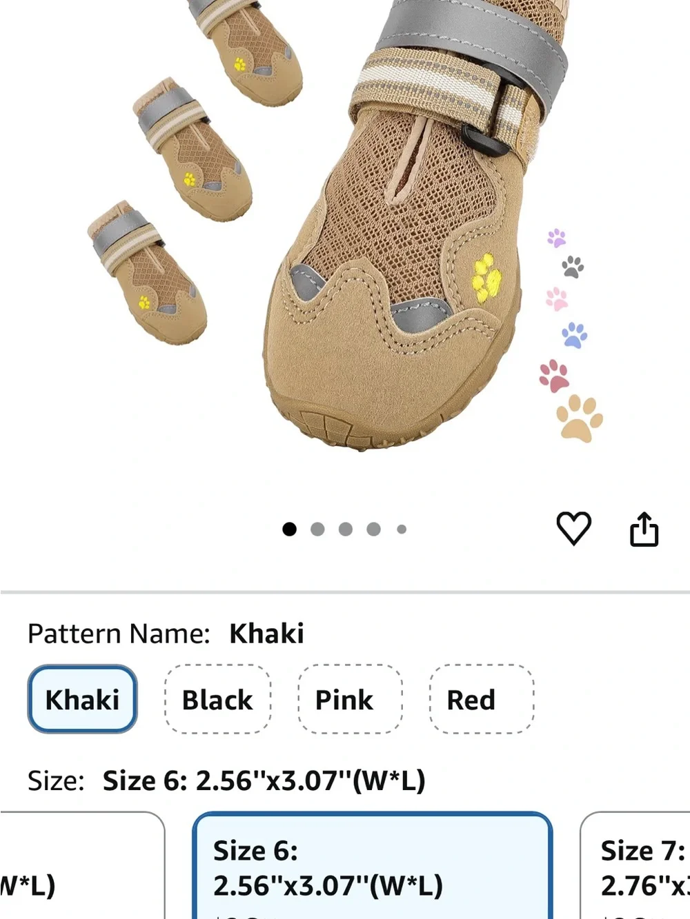 Tan Reflective Strap Dog Boots - Paw Print Detail